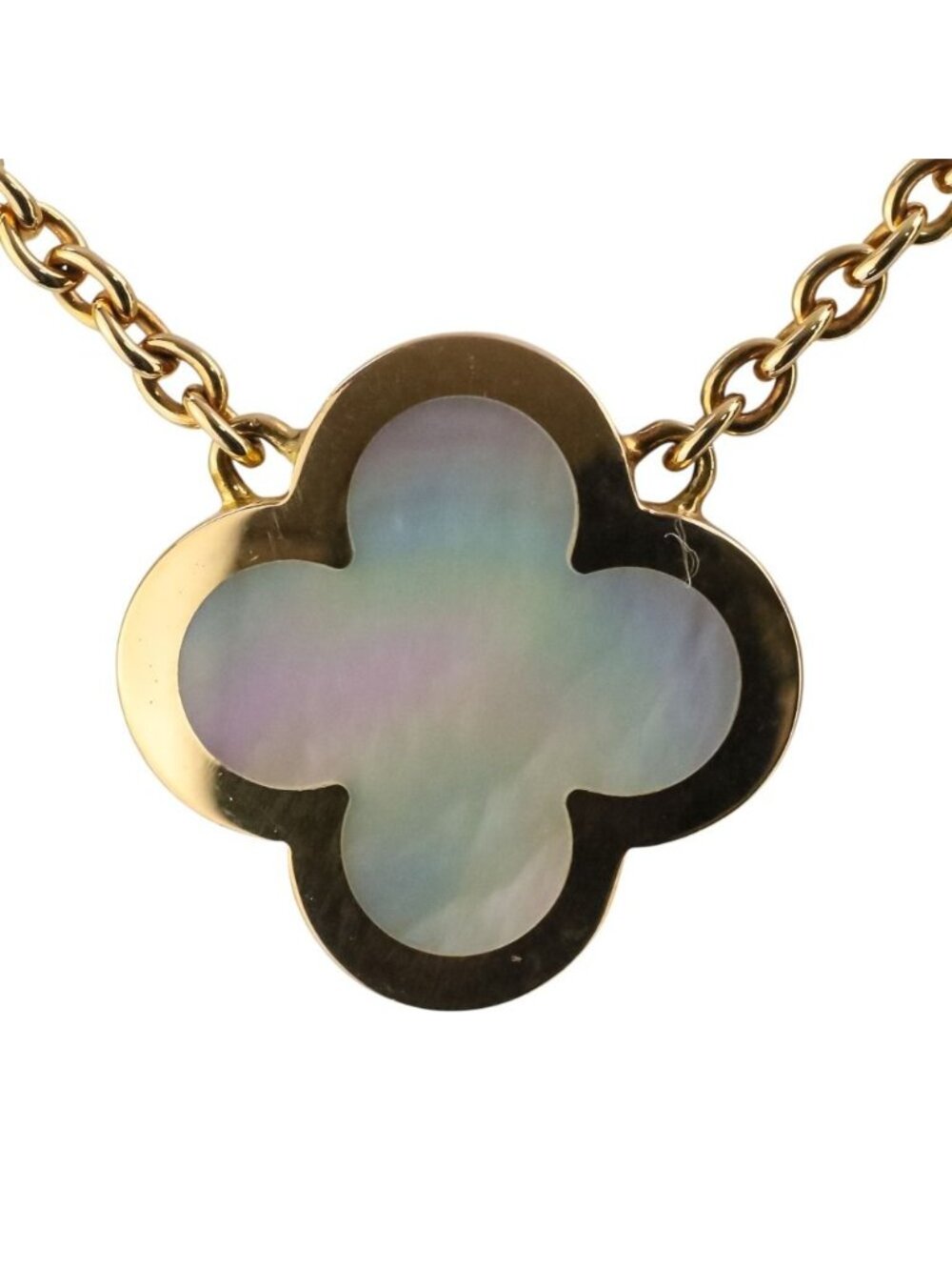 Van Cleef & Arpels Pure Alhambra 750 Necklace Yellow Gold Mother of Pearl